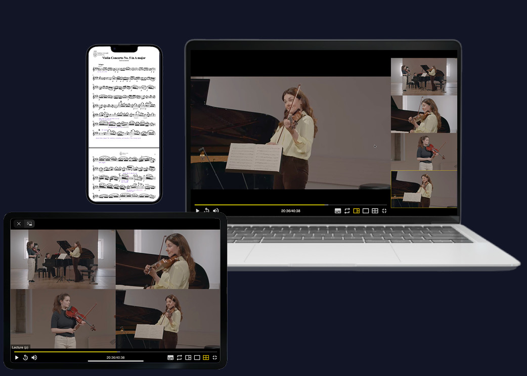 Immersive 4 views player for violin