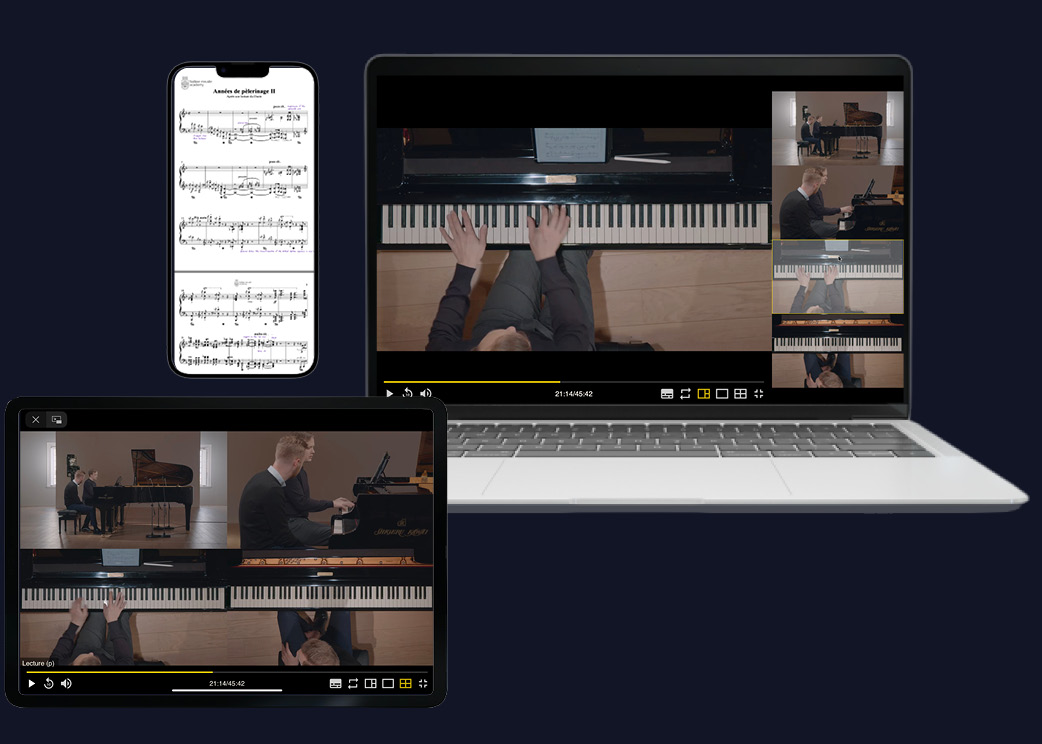 Immersive 4 views player for piano