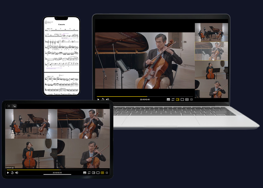 Immersive 4 views player for cello